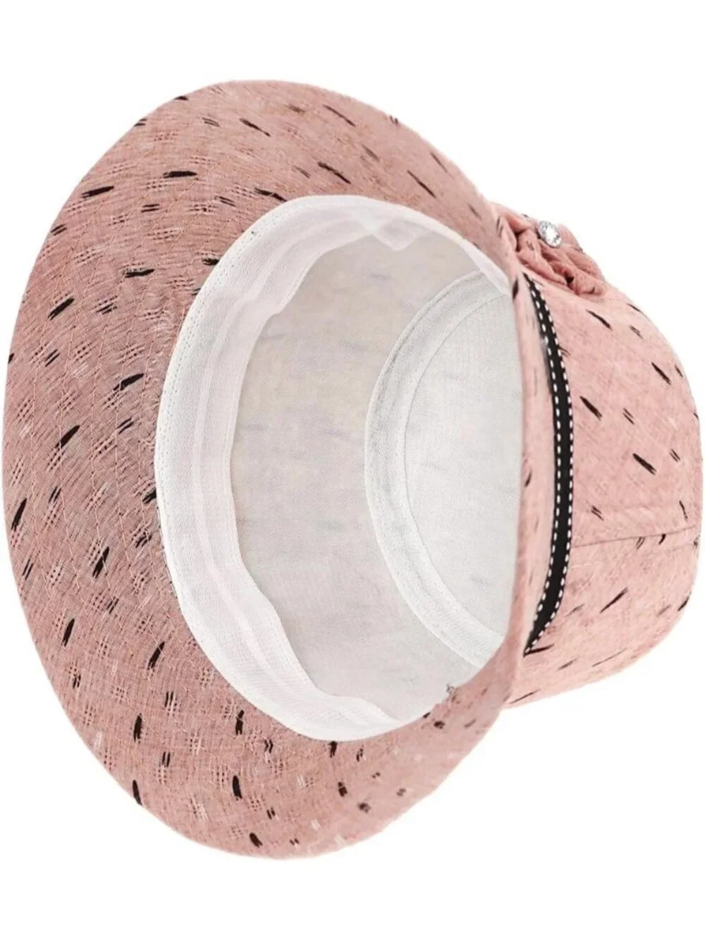Women's Pink Vintage Felt Cloche inter Floral Fedora Imported Bucket Hat